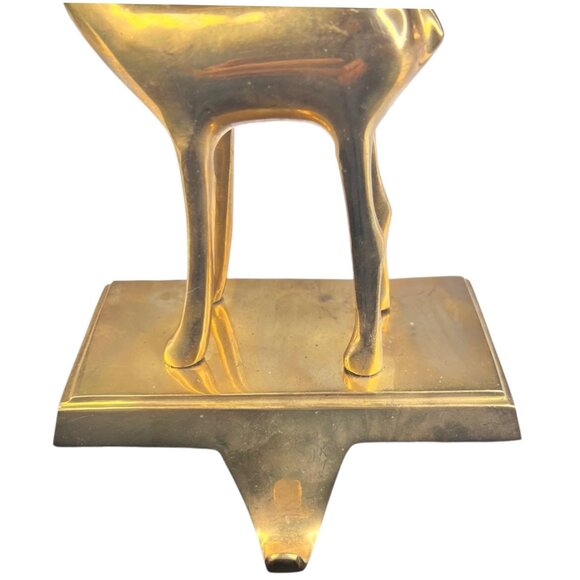 Pottery Barn Solid Brass Reindeer Stocking Holder Hook Christmas Hanger Mantle - Picture 6 of 11